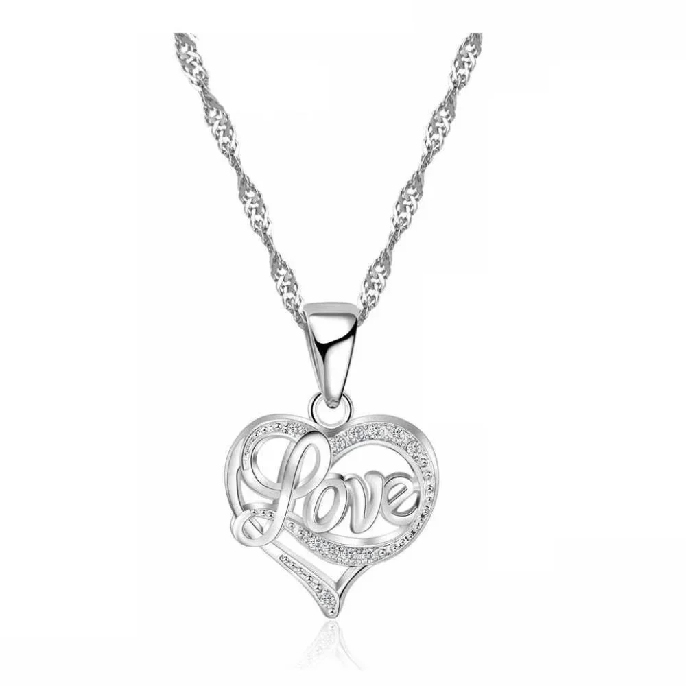 💎 925 Sterling Silver Earrings And Necklace Set Heart Shape Love Cute Top - Picture 4 of 4